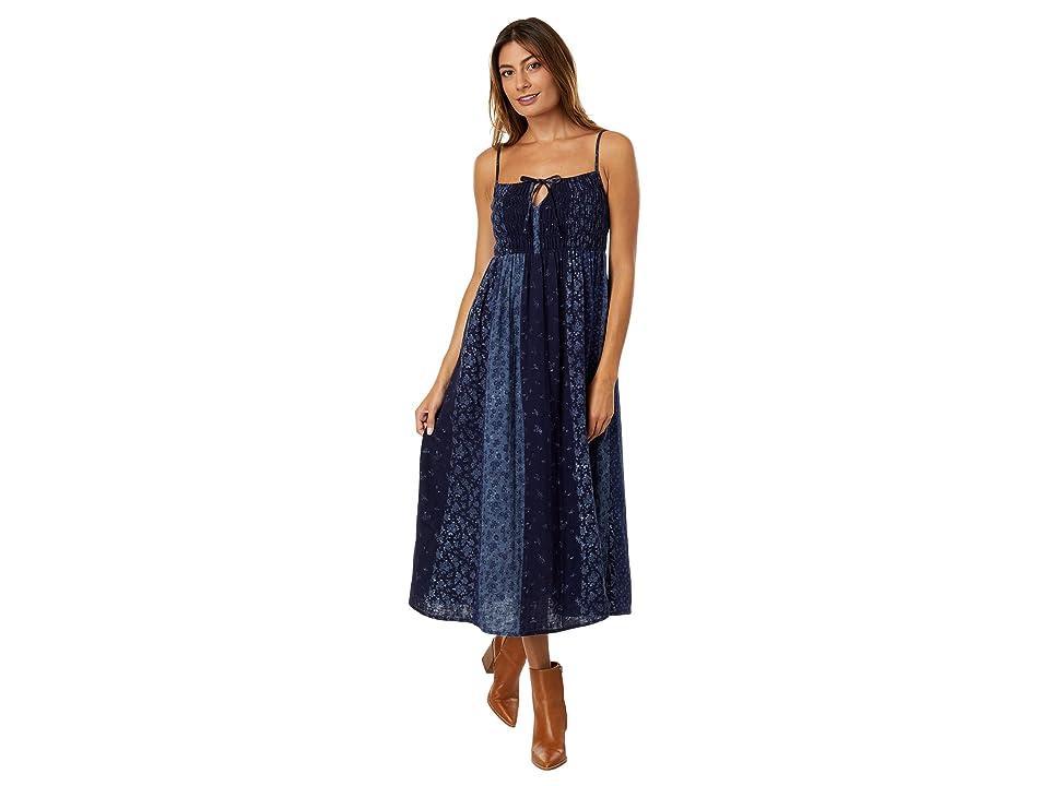 Lucky Brand Indigo Tie Front Maxi Dress (Indigo Multi) Women's Dress Product Image