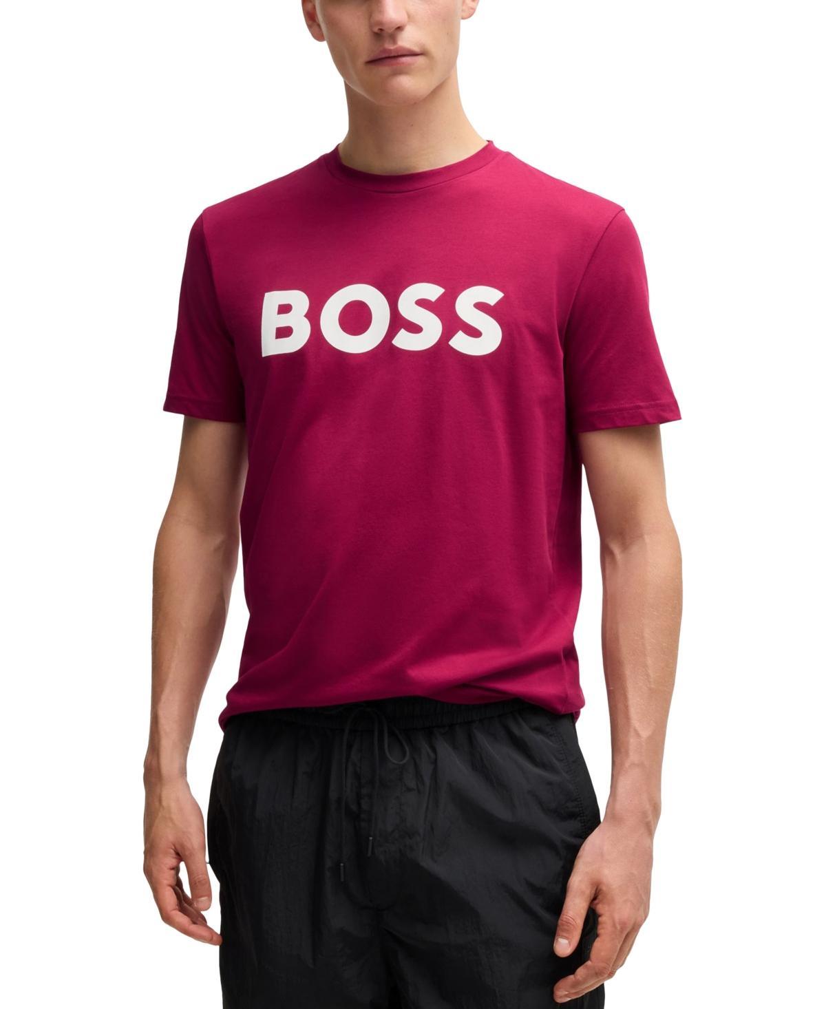 Cotton-jersey T-shirt With Rubber-print Logo In Light Red Product Image