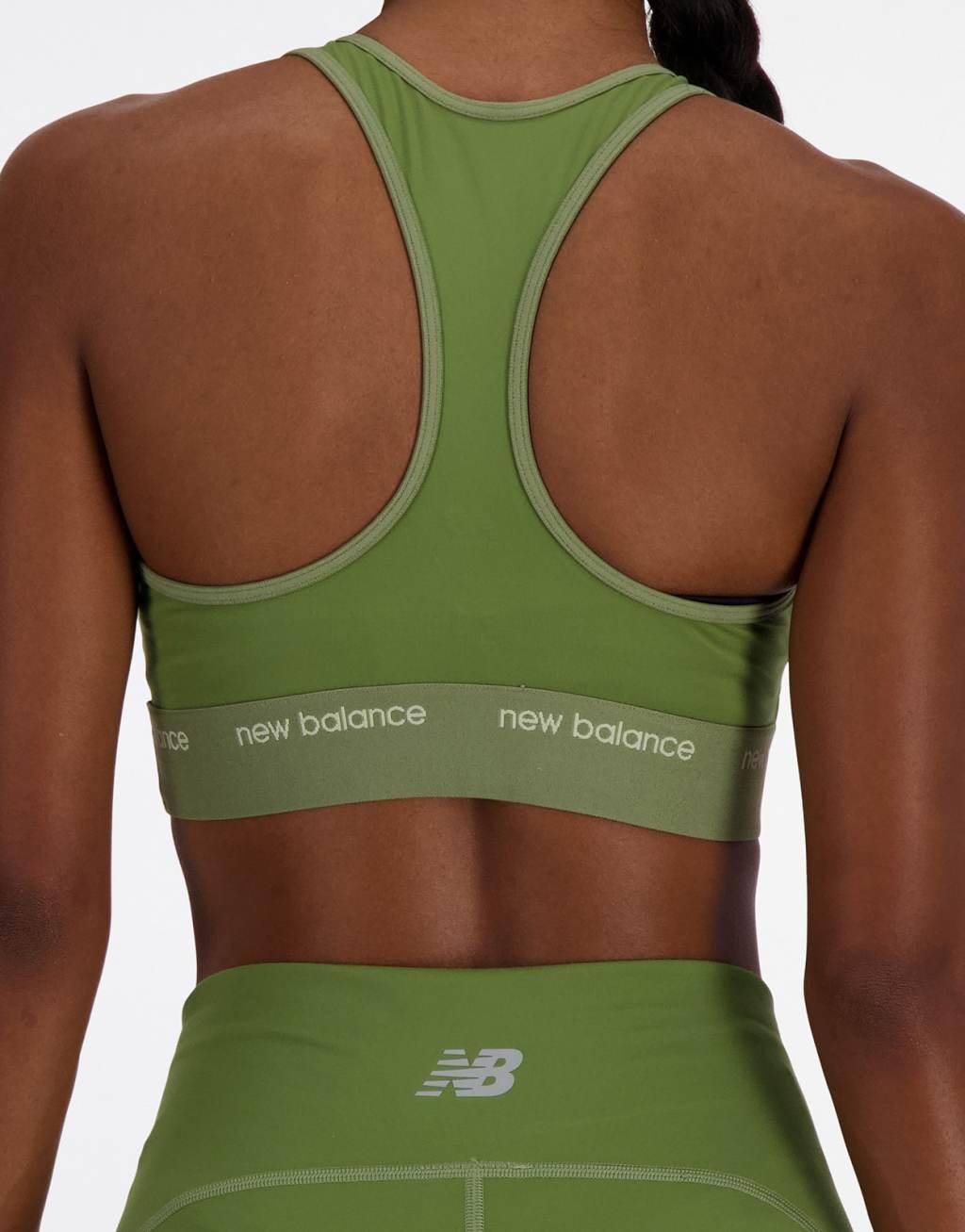 New Balance sport sleek medium support sports bra in khaki Product Image