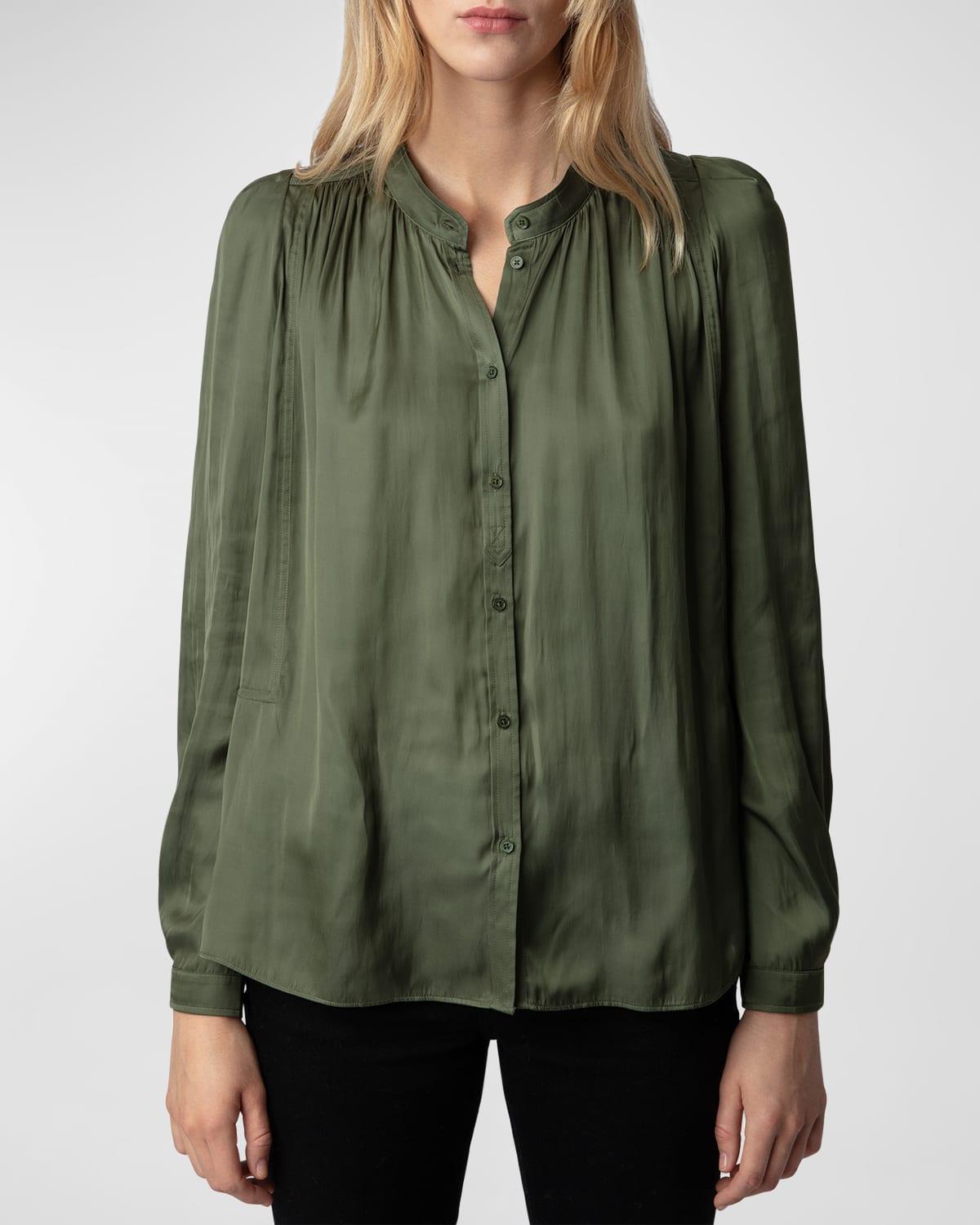 Zadig & Voltaire Tchin Band Collar Satin Blouse Product Image