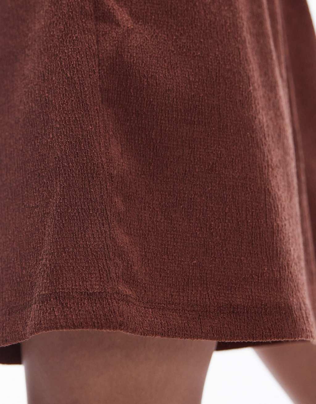 Topshop casual crinkle drawstring shorts in rust Product Image