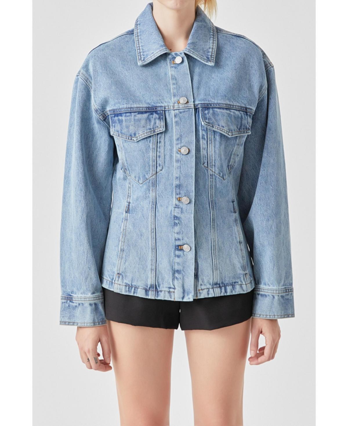 Womens Waist Fitted Denim Jacket Product Image