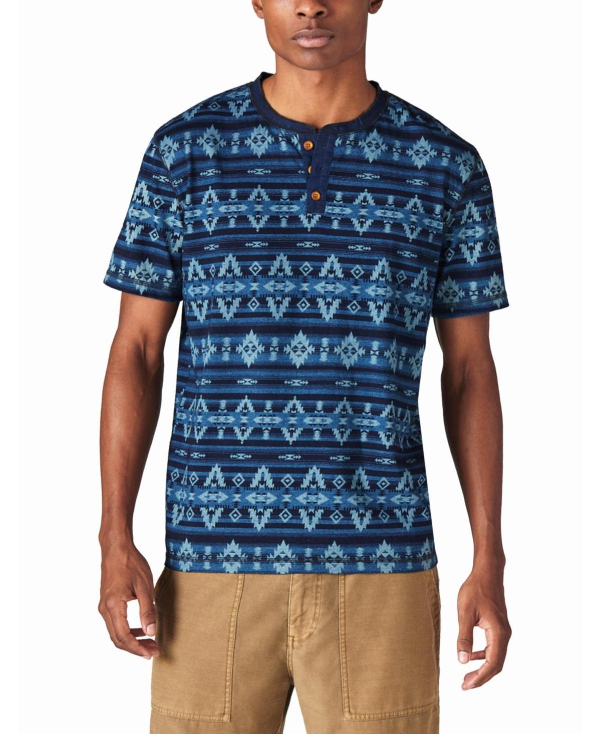 Lucky Brand Mens Jersey Aztec Print Short Sleeve Henley T-shirt Product Image