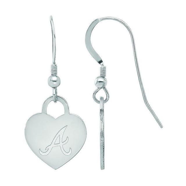 LogoArt Sterling Silver Atlanta Braves Heart Dangle Earrings, Womens Product Image