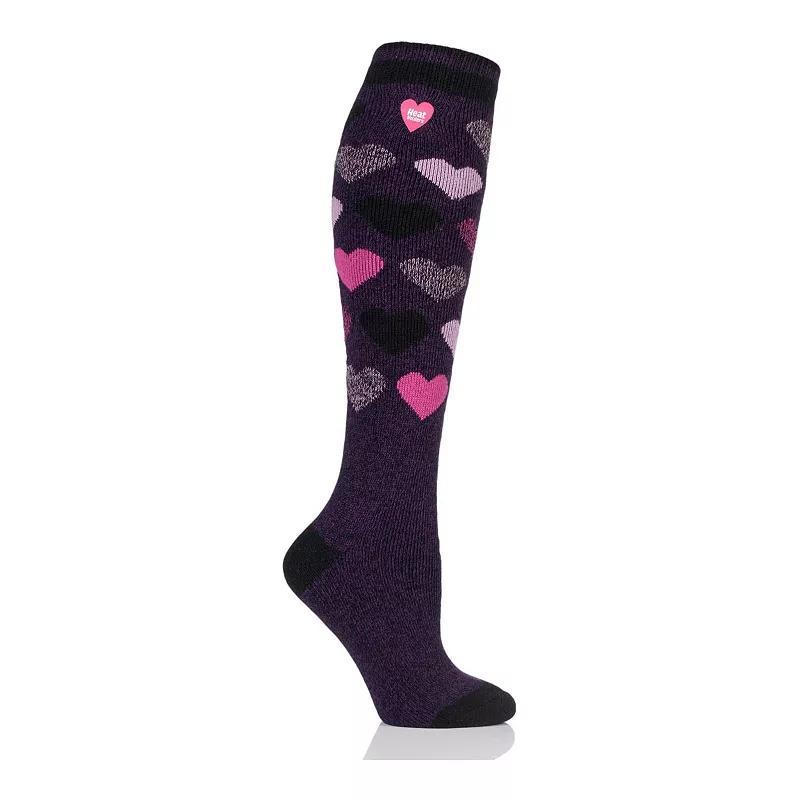 Womens Heat Holders Lite 5x Warmer Long Midweight Thermal Hearts Socks Black Grey Product Image