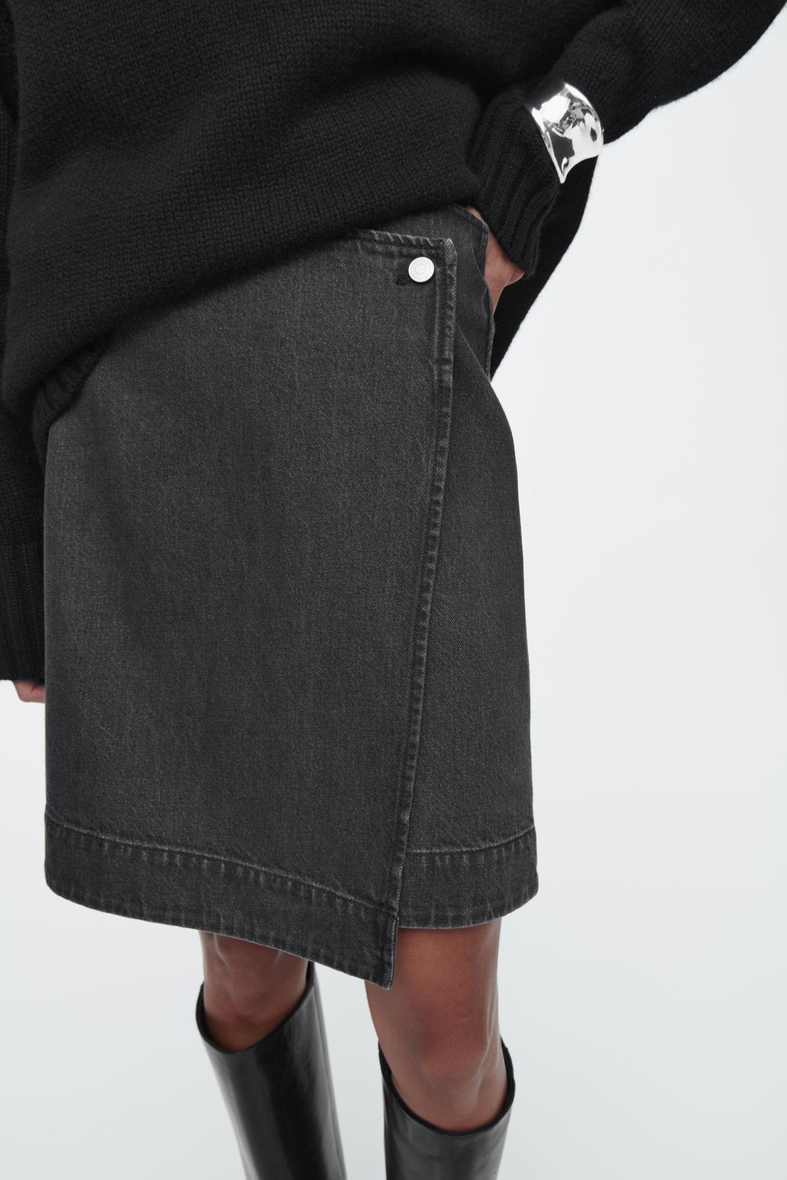 DENIM MINI WRAP SKIRT Product Image