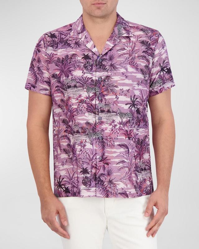 Mens Makara Linen-Cotton Printed Camp Shirt Product Image