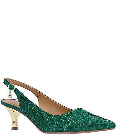 J. Renee Ferryanne Rhinestone Satin Slingback Pumps Product Image