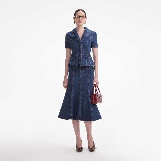 Flared Denim Midi Dress Product Image