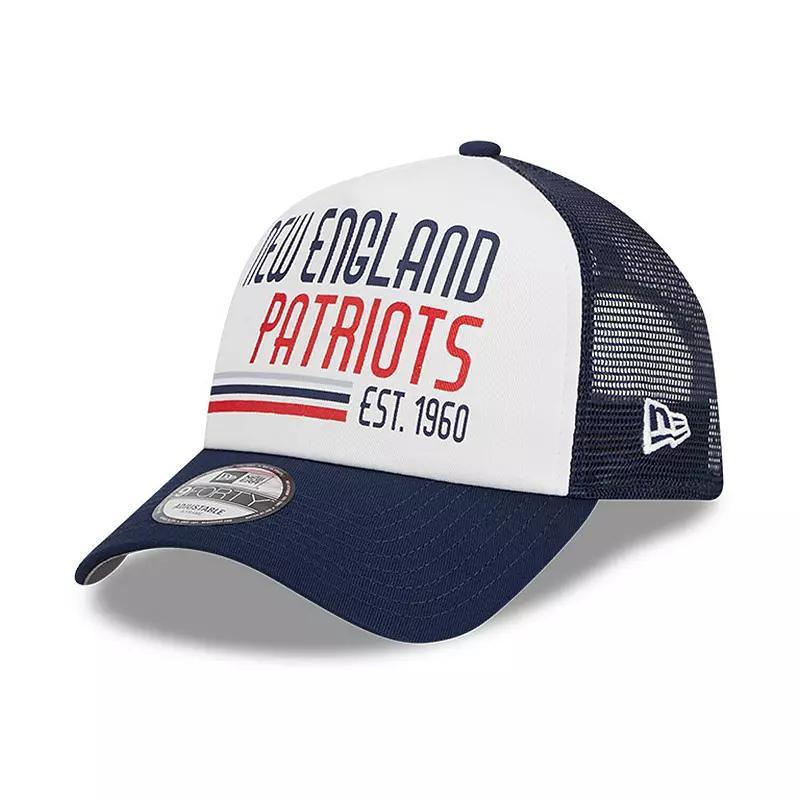 Mens New Era /Navy New England Patriots Stacked A-Frame Trucker 9FORTY Adjustable Hat Product Image