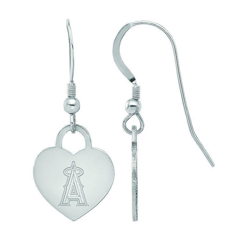 LogoArt Sterling Silver Los Angeles Angels Heart Dangle Earrings, Womens Product Image