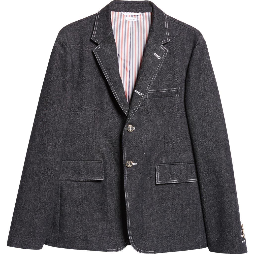 THOM BROWNE Unconstructred Classic Denim Sport Coat In Black Product Image