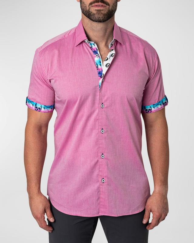 Maceoo Galileo Cottoncandy Pink Short Sleeve Button-Up Shirt Product Image