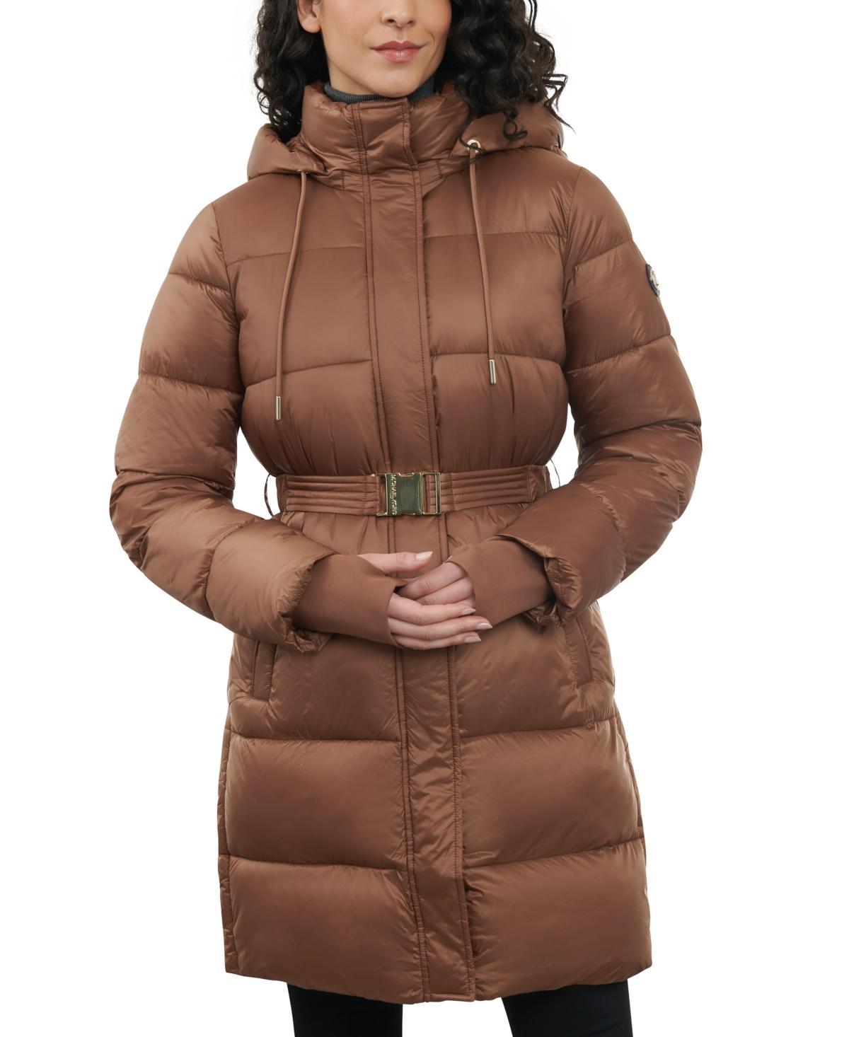 Michael Michael Kors Womens Hooded Belted Puffer Coat Product Image