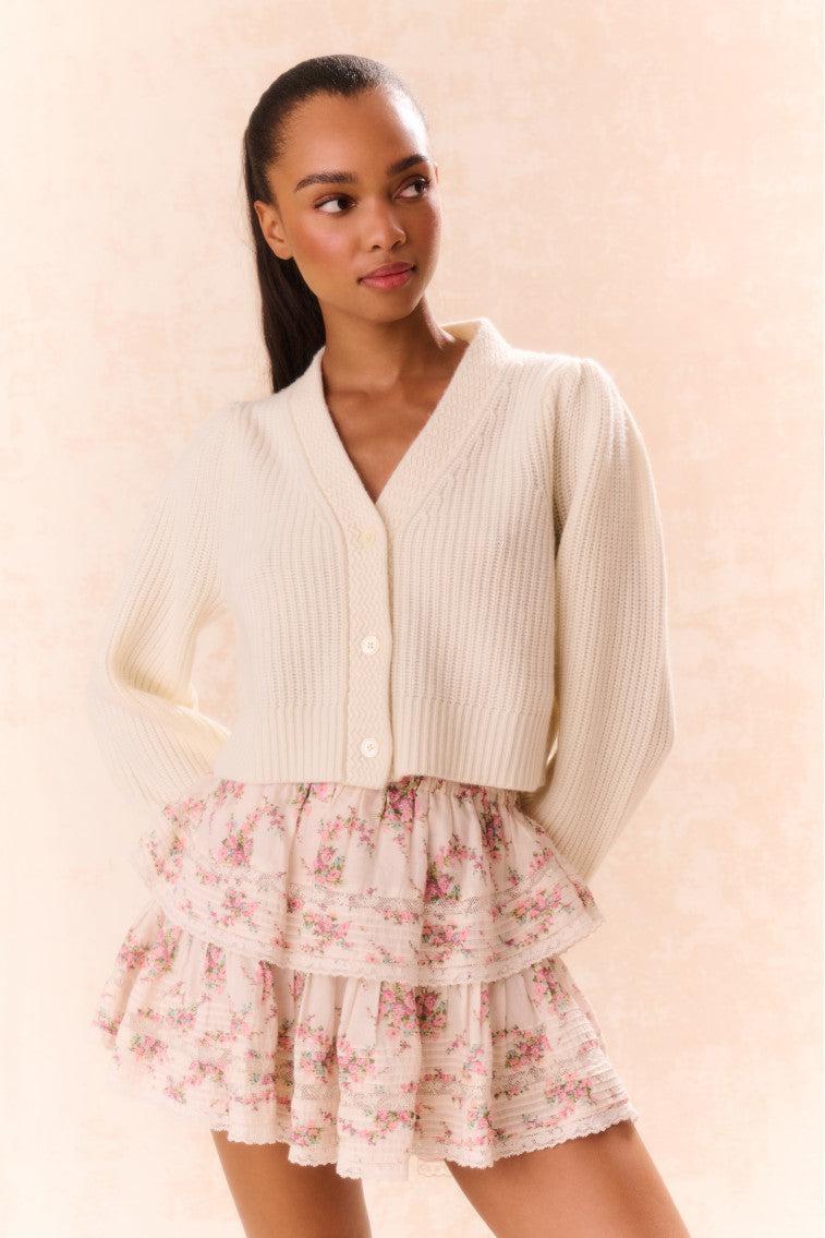 Ruffle Mini Lace-Trimmed Floral Skirt product image