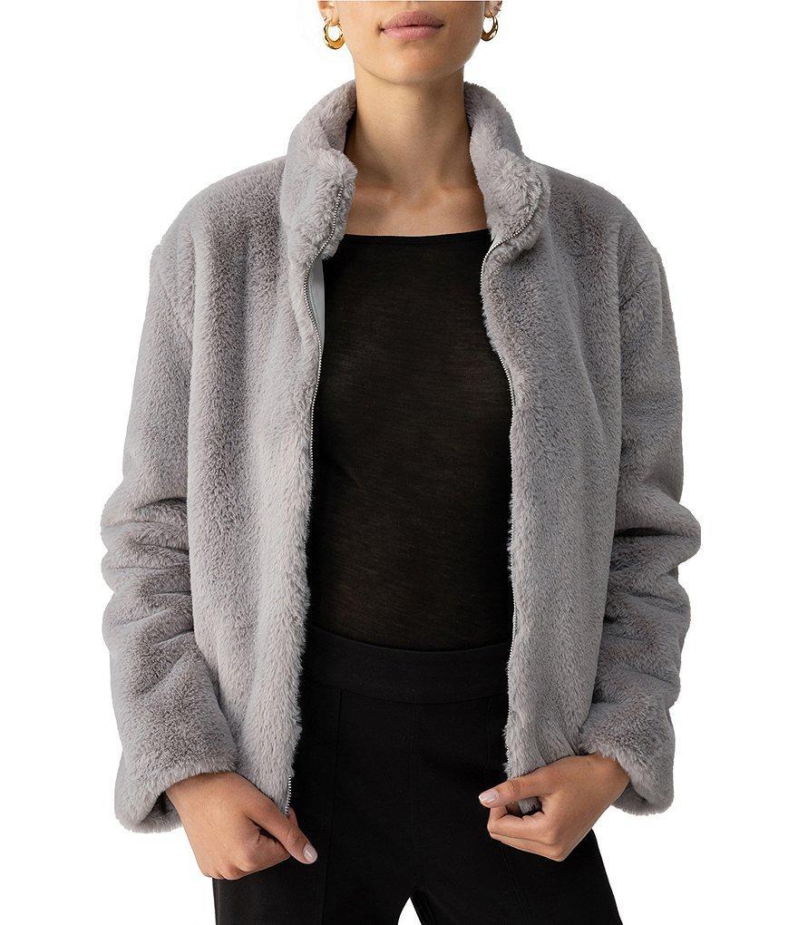 Sanctuary Lux Faux Fur Stand Collar Neck Long Sleeve Zip Front Coat Product Image