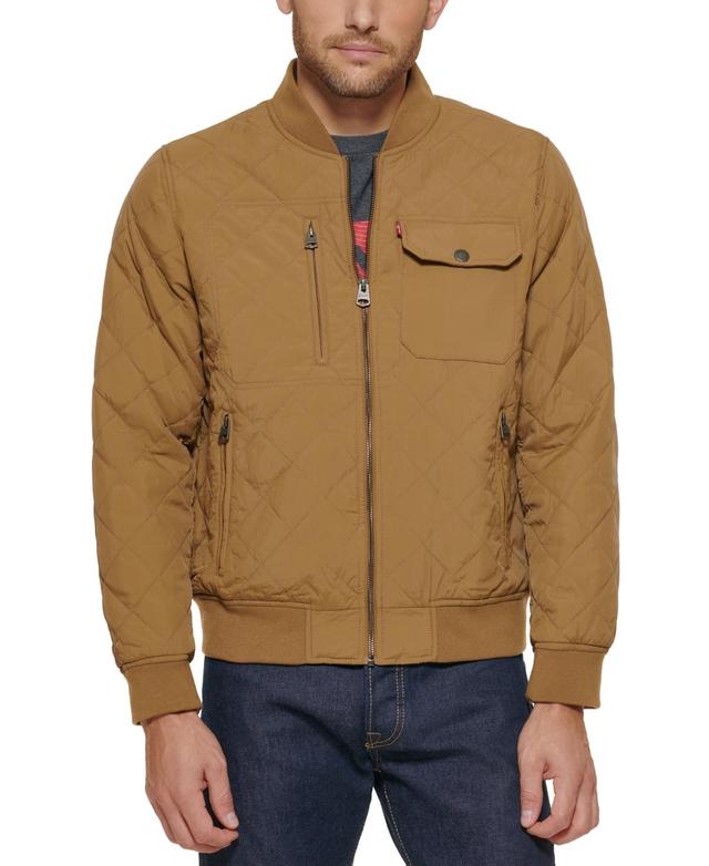 Levis Mens Regular-Fit Diamond-Quilted Bomber Jacket Product Image