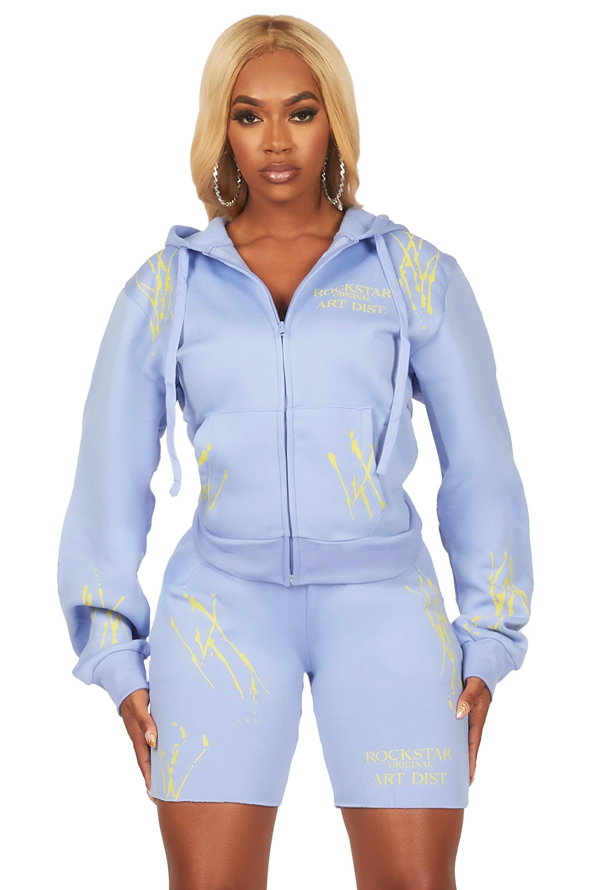 Destinee Periwinkle Zip Up Short Set Female Product Image