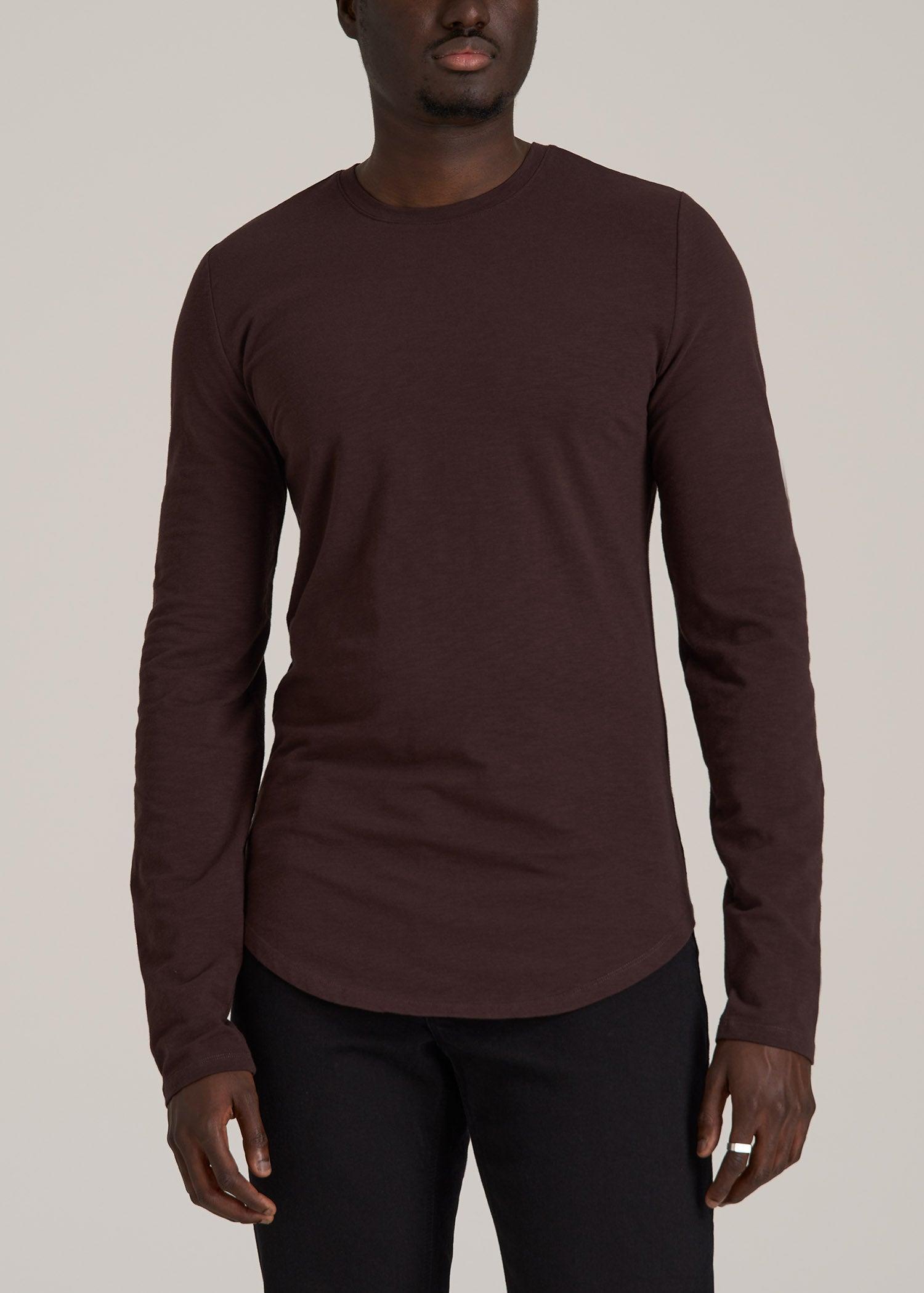 Slub Long Sleeve Scoop Tall Men's Tee in Oxblood Male Product Image