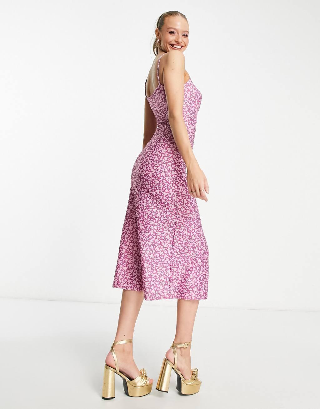 Miss Selfridge gathered bust midi slip dress Product Image