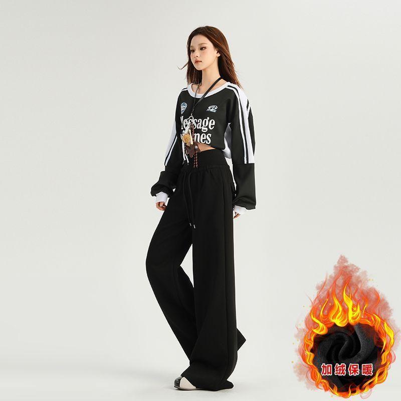 High Rise Fleece Lined Wide Leg Sweatpants Product Image