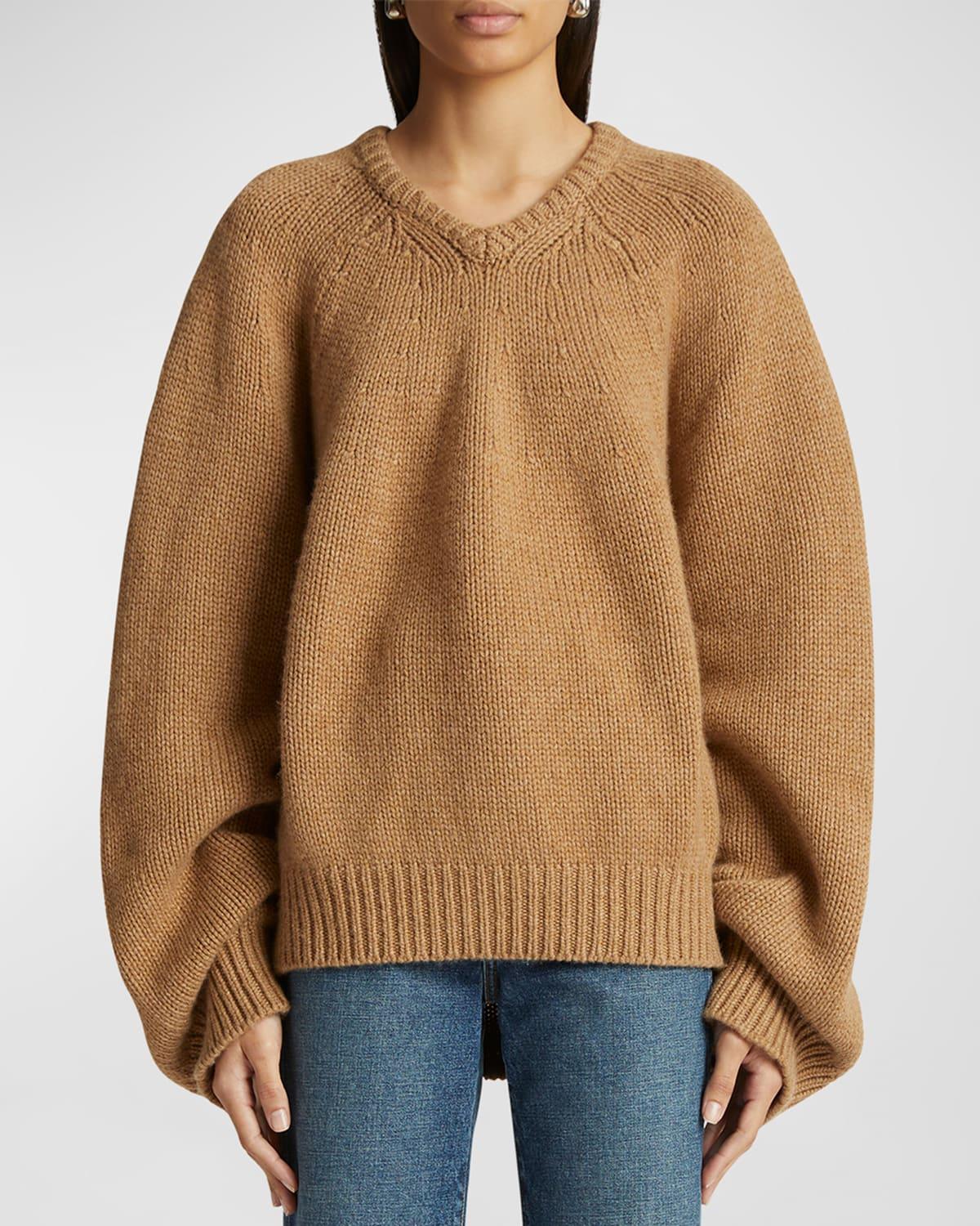 Nalani V-Neck Cashmere Oversized Sweater Product Image