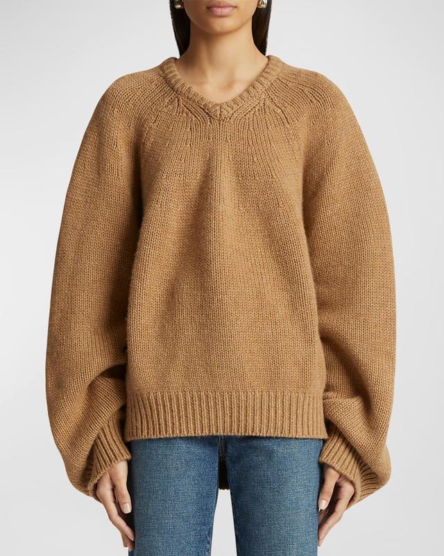 Nalani V-Neck Cashmere Oversized Sweater Product Image