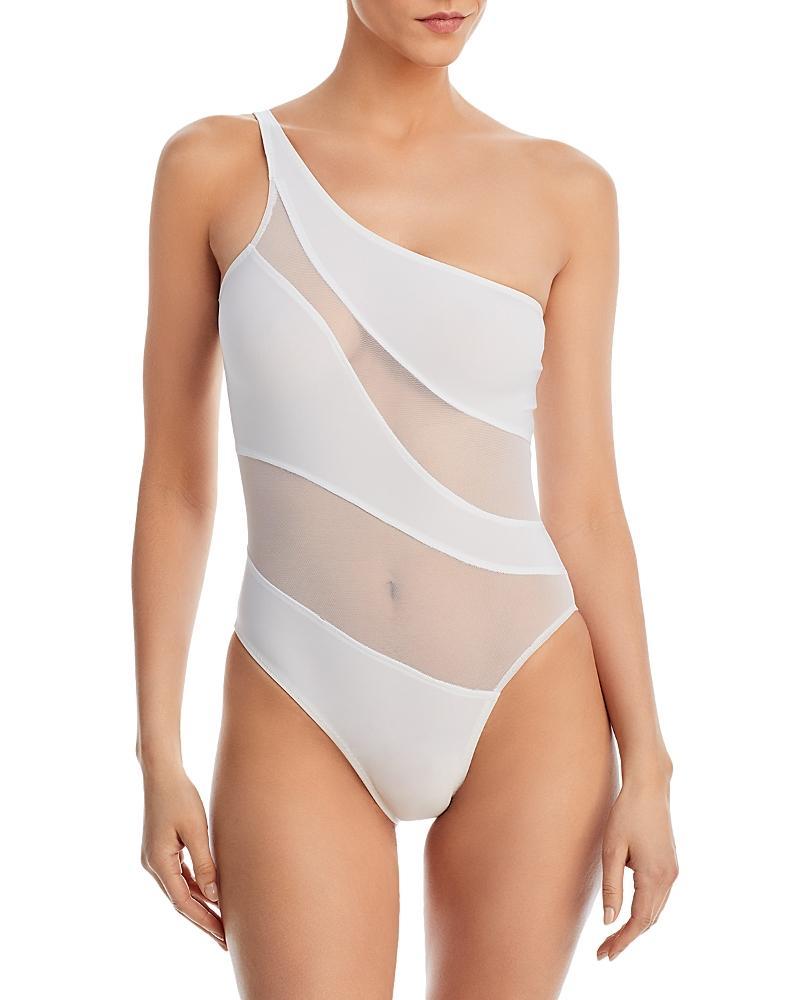 Norma Kamali Mio Snake Mesh One Shoulder One Piece Swimsuit Product Image