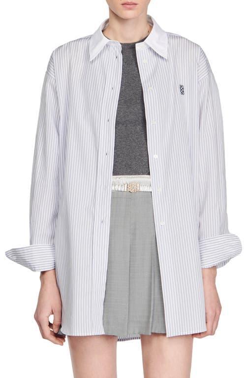 sandro Oversize Stripe Button-Up Shirt Product Image