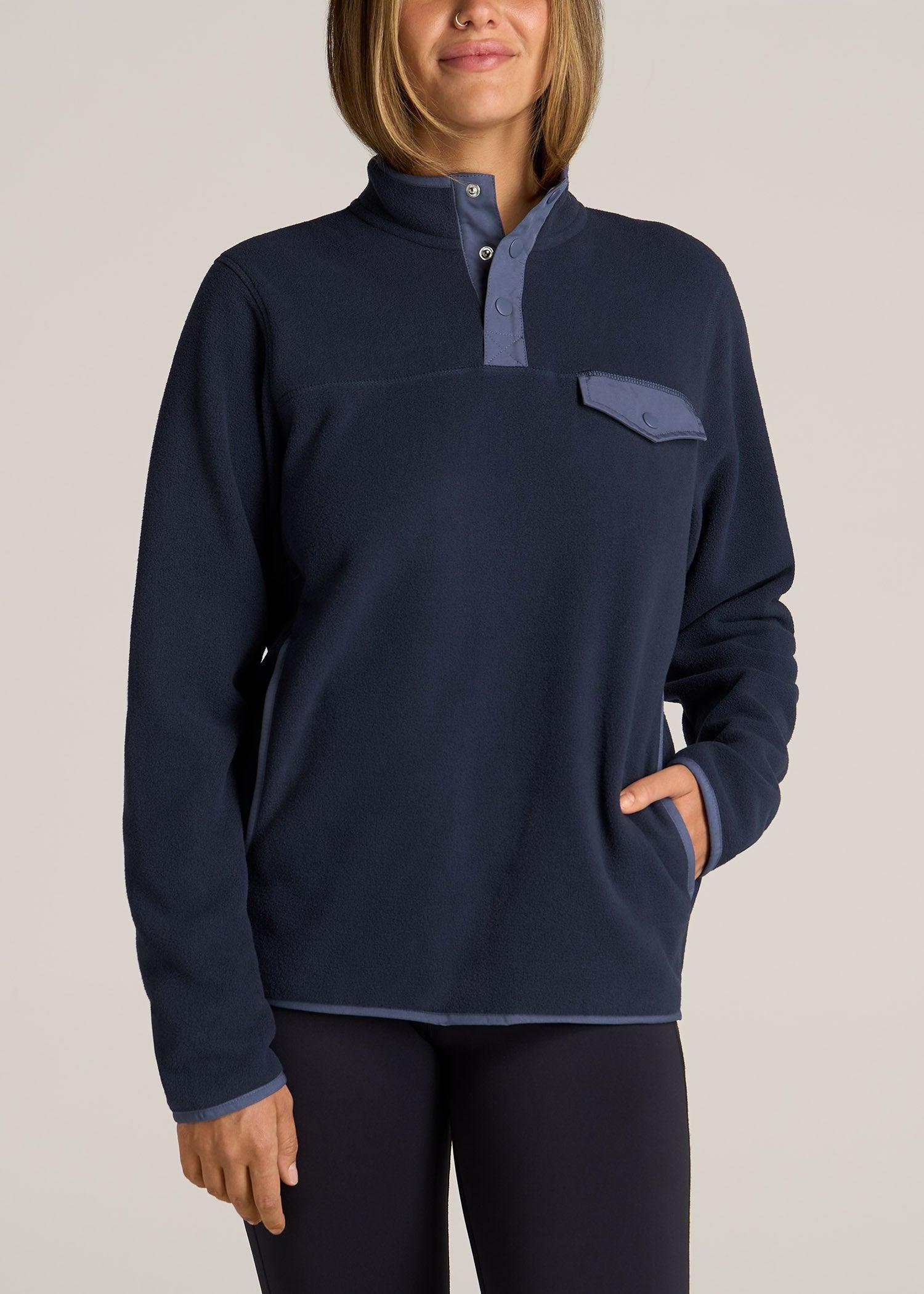 Polar Fleece 3-Snap Pullover Sweater for Tall Women in Regal Blue product image