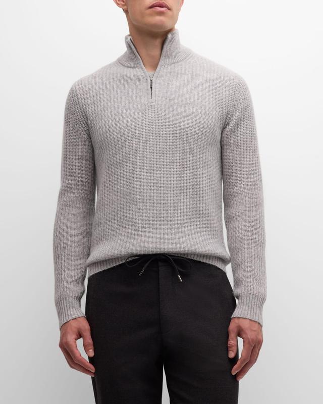 Mens Ribbed Quarter-Zip Sweater Product Image