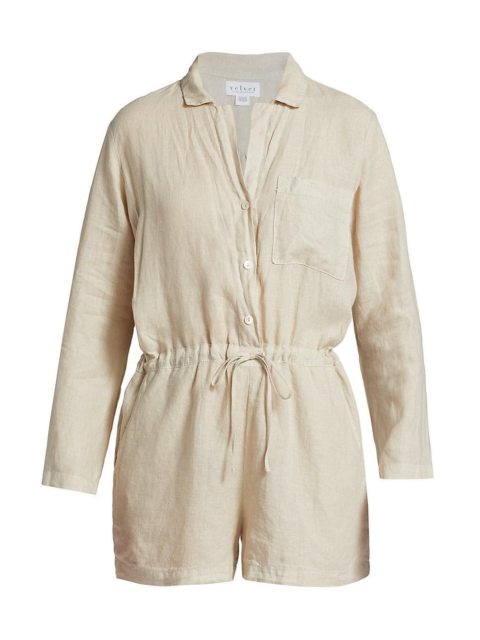 Womens Ruth Linen Long-Sleeve Romper Product Image