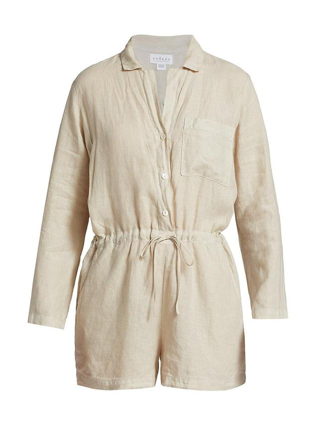 Womens Ruth Linen Long-Sleeve Romper Product Image