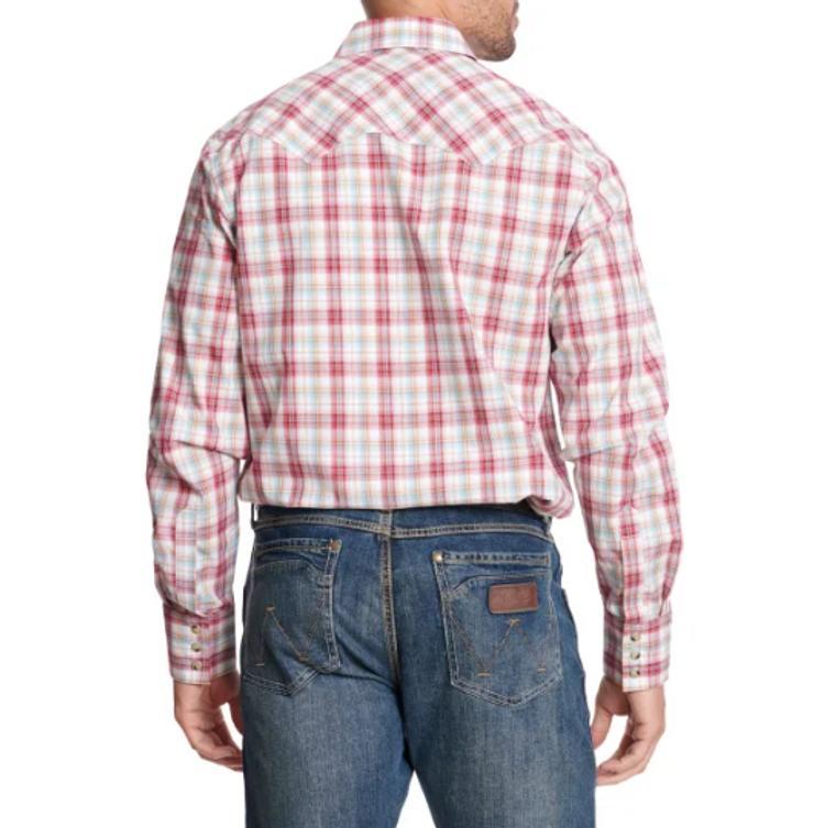 Wrangler Retro® Men's L/S Red/White Plaid Snap Shirt Product Image