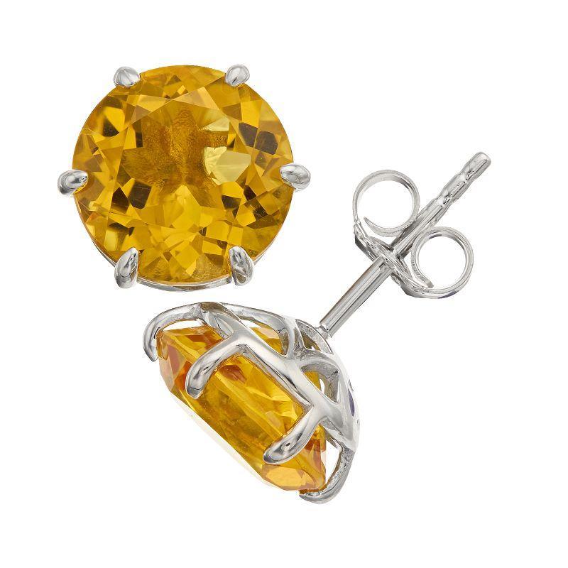 SIRI USA by TJM Sterling Silver Lab-Created Citrine Solitaire Stud Earrings, Womens Product Image