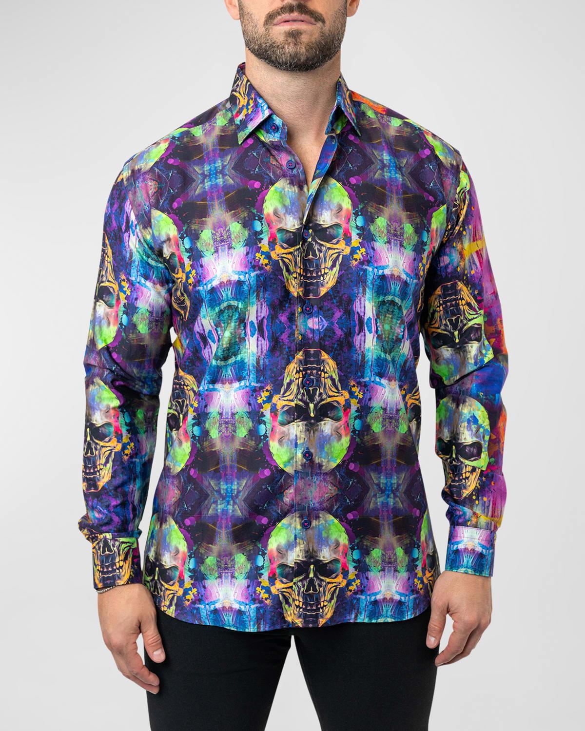 Mens Fibonacci Skull Glow Dress Shirt Product Image