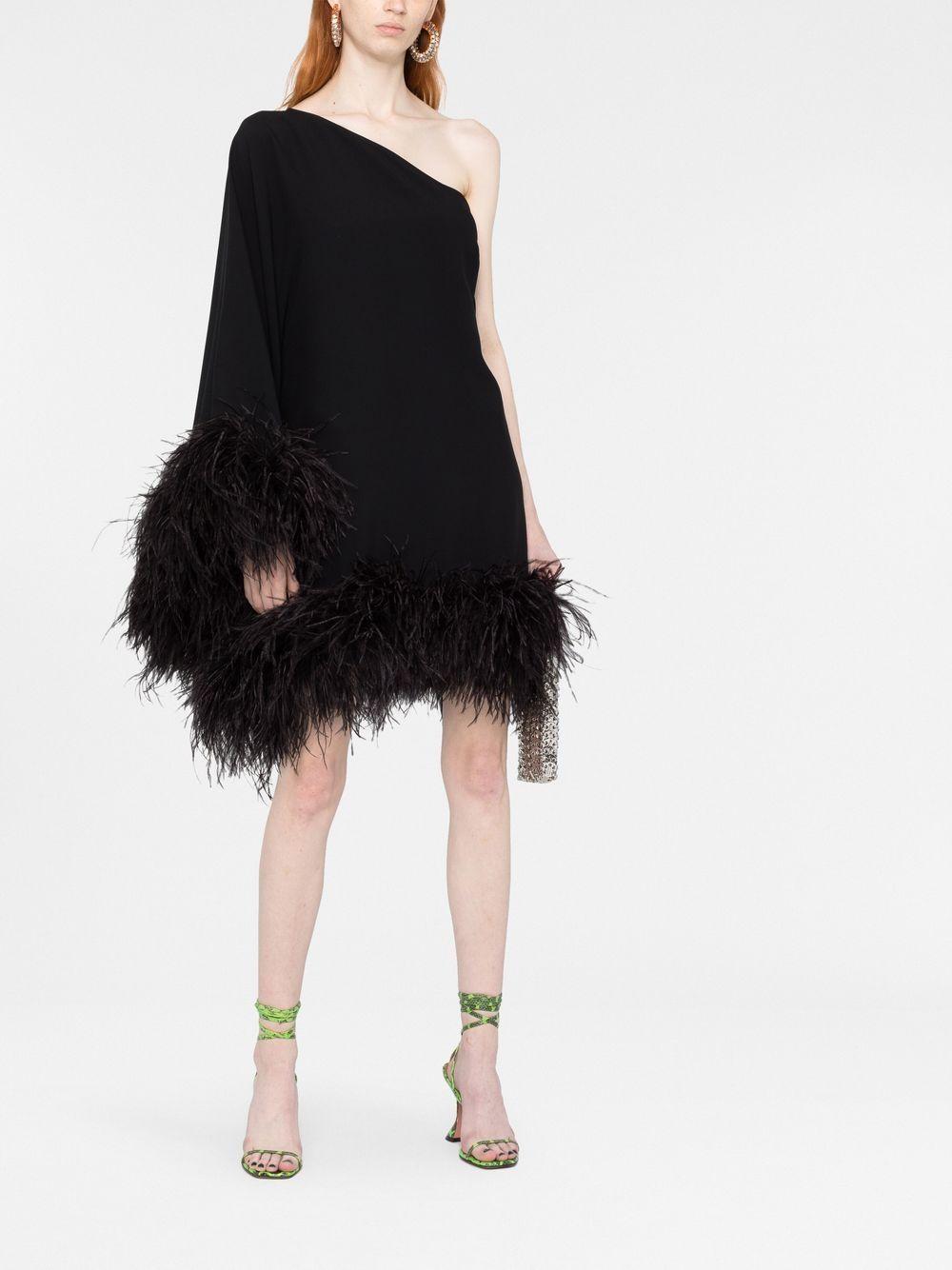 Piccolo Ubud feather-trim one-shoulder dress Product Image