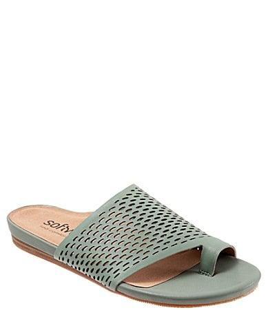 SoftWalk Corsica II Perforated Leather Toe Ring Thong Sandals Product Image