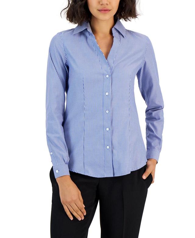 Jones New York Stripe Easy Care Button-Up Shirt Product Image