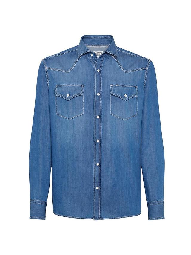 Mens Lightweight Denim Easy Fit Western Shirt Product Image