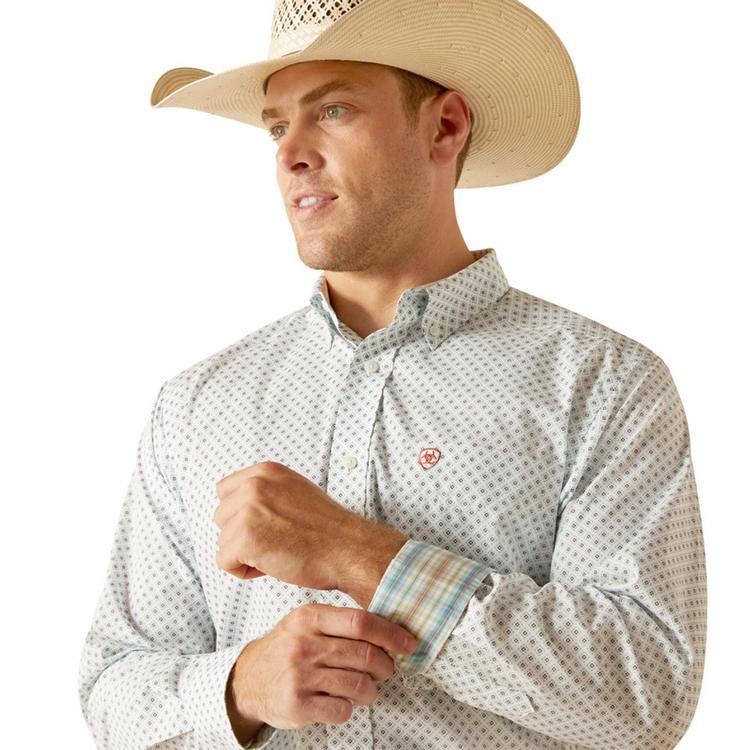 Ariat® Men's L/S Irving White Diamond Print WF Classic Fit Button Shirt Product Image