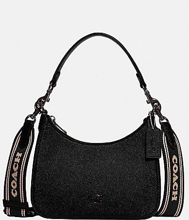 COACH Signature Coated Canvas Solid Black Crossbody Shoulder Bag Product Image