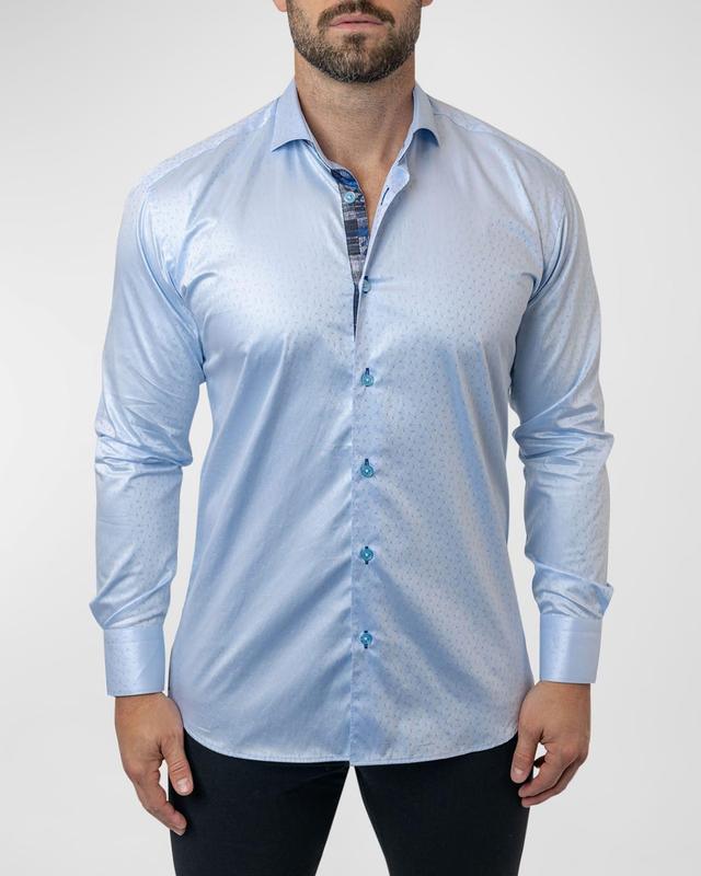 Maceoo Einstein Diamond 62 Blue Contemporary Fit Button-Up Shirt at Nordstrom Product Image