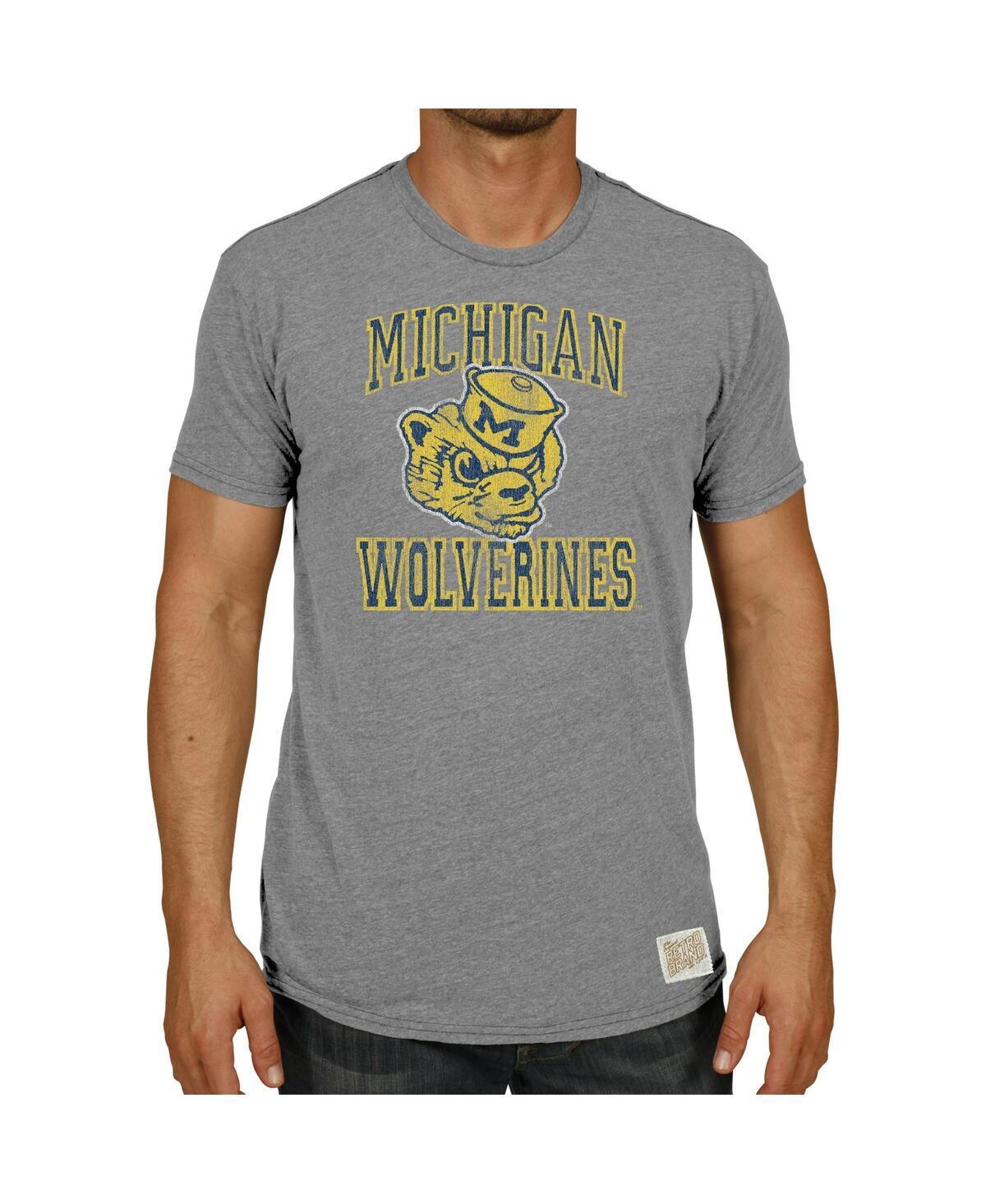 Mens Original Retro Brand Heather Gray Michigan Wolverines Vintage-Inspired Wolverbear Tri-Blend T-shirt Product Image