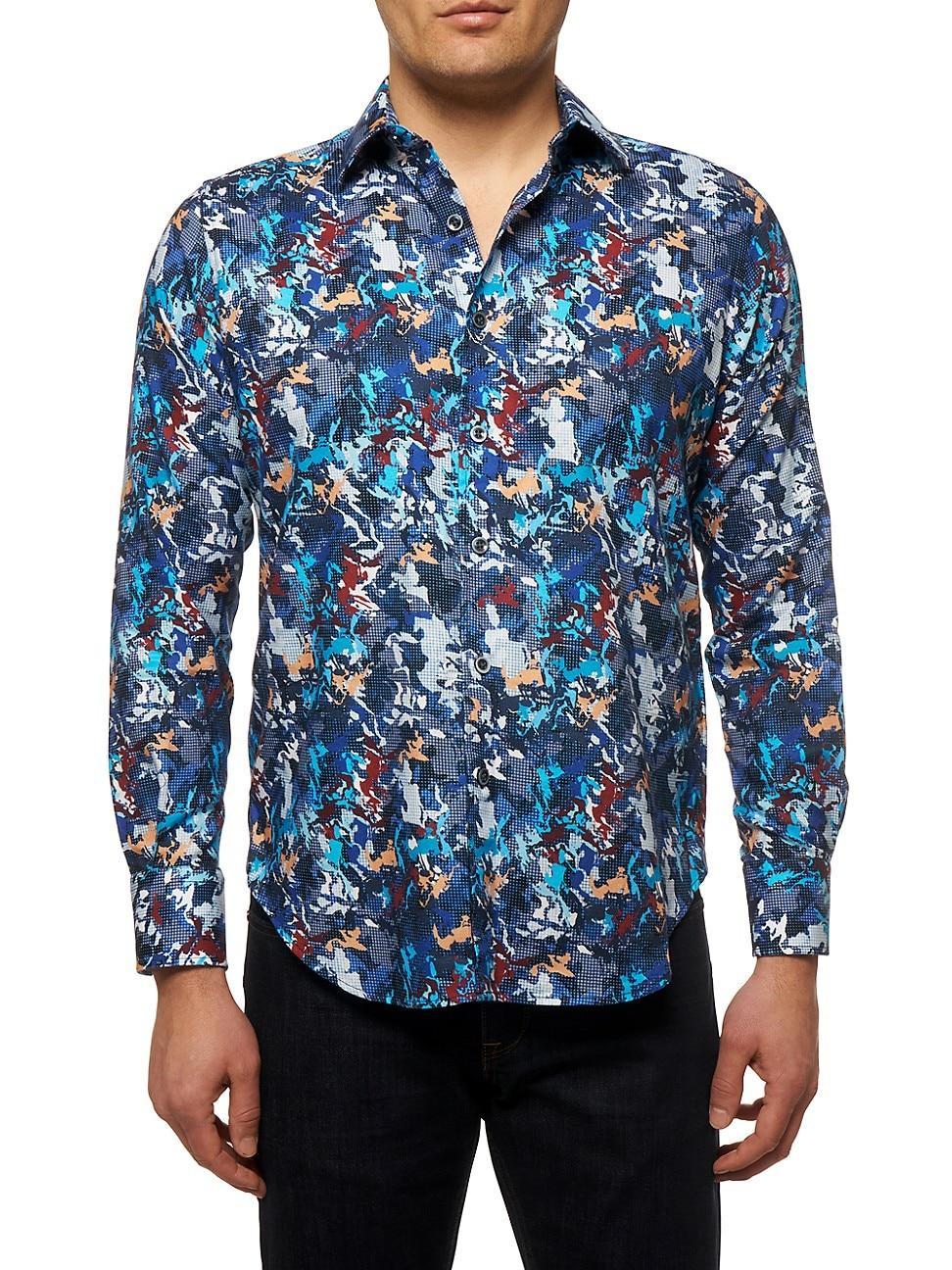 Mens Fracture Camo Print Long-Sleeve Woven Shirt Product Image