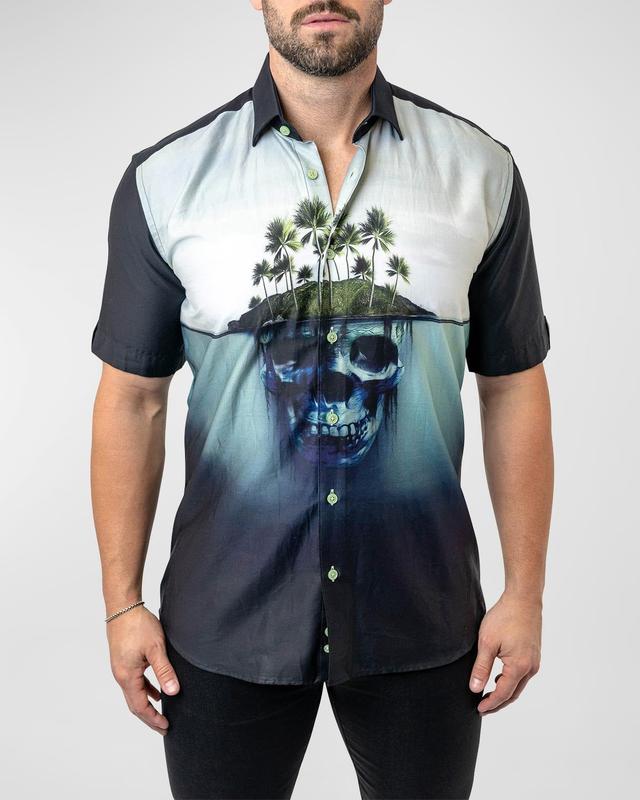 Maceoo Galileo Skullisland Black Short Sleeve Button-Up Shirt Product Image