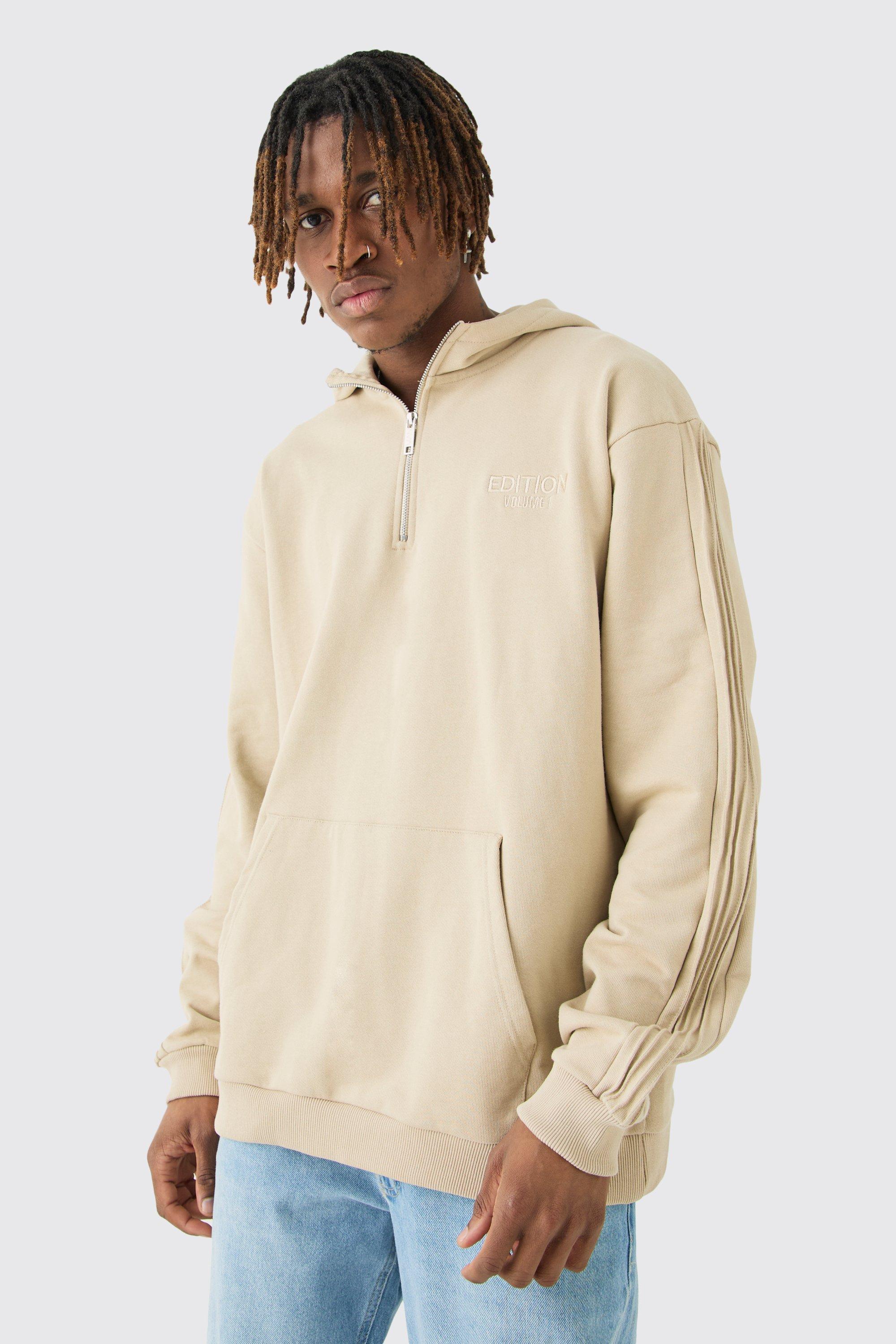 Tall EDITION Oversized Heavyweight 1/4 Zip Pintuck Hoodie | boohooMAN USA Product Image