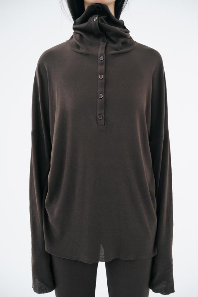 HIGH COLLAR HENLEY SHIRT Product Image