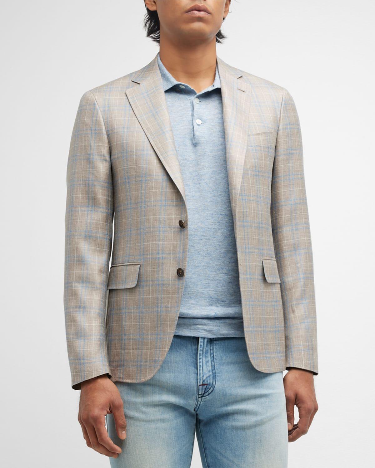 Mens Plaid Wool-Blend Sport Coat Product Image