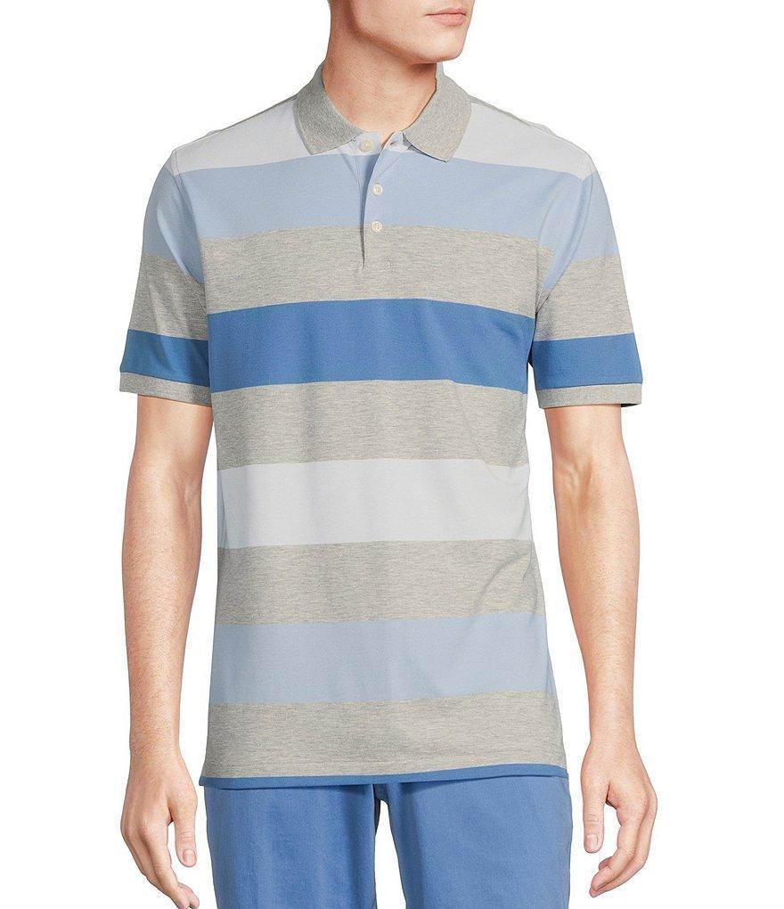 Cremieux Blue Label Classic Fit Pique Striped Short Sleeve Polo Shirt Product Image